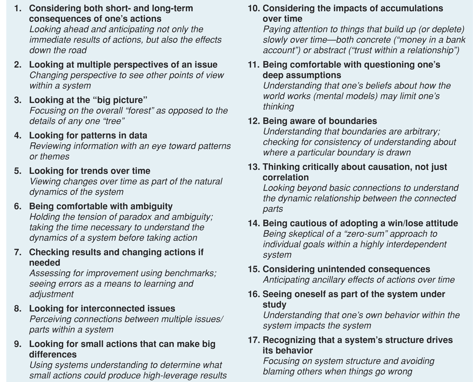 17 PRACTICES OF SYSTEMS THINKING