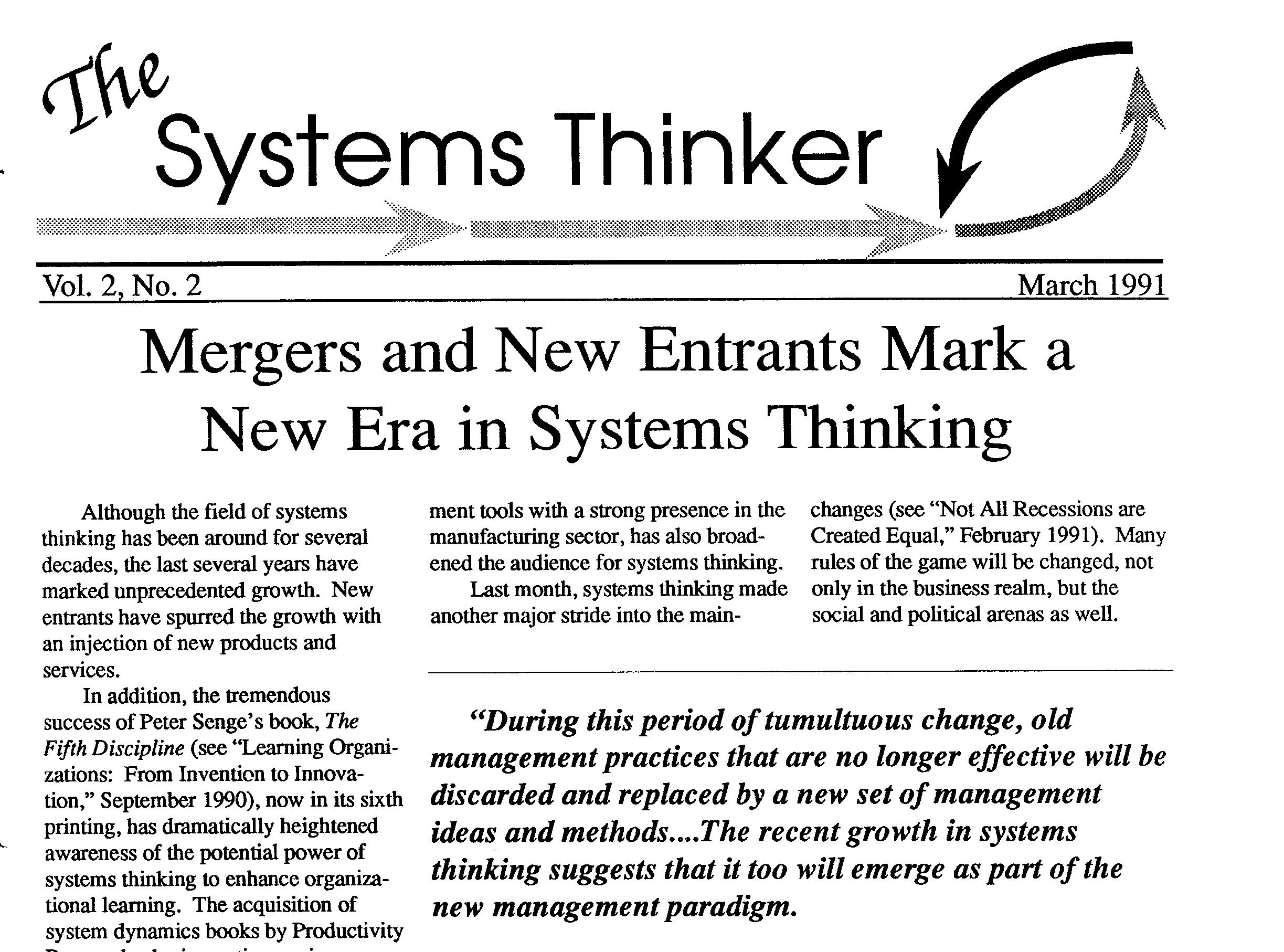 The Systems Thinker – Mergers and New Entrants Mark a New Era in ...