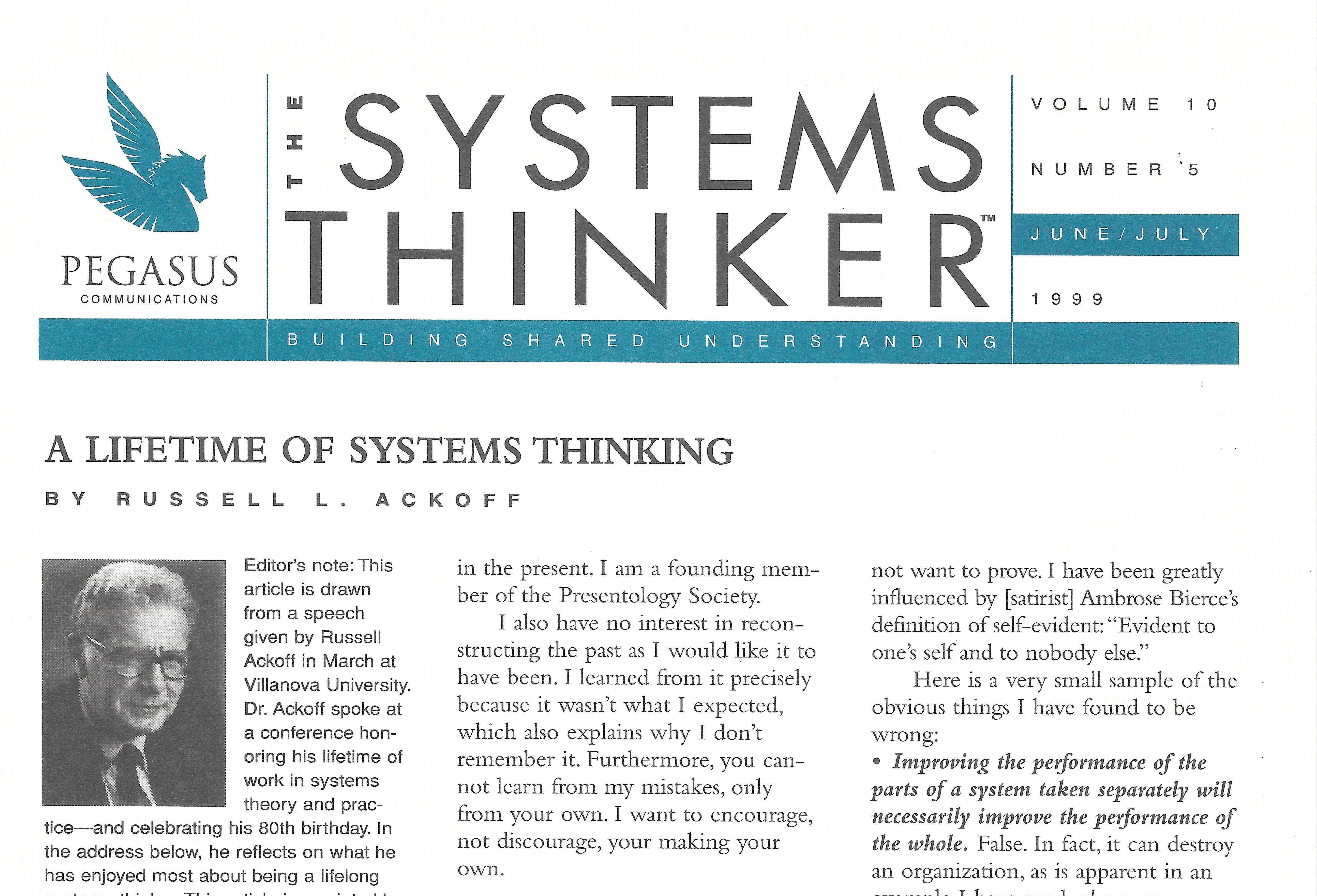 A Lifetime of Systems Thinking - The Systems Thinker