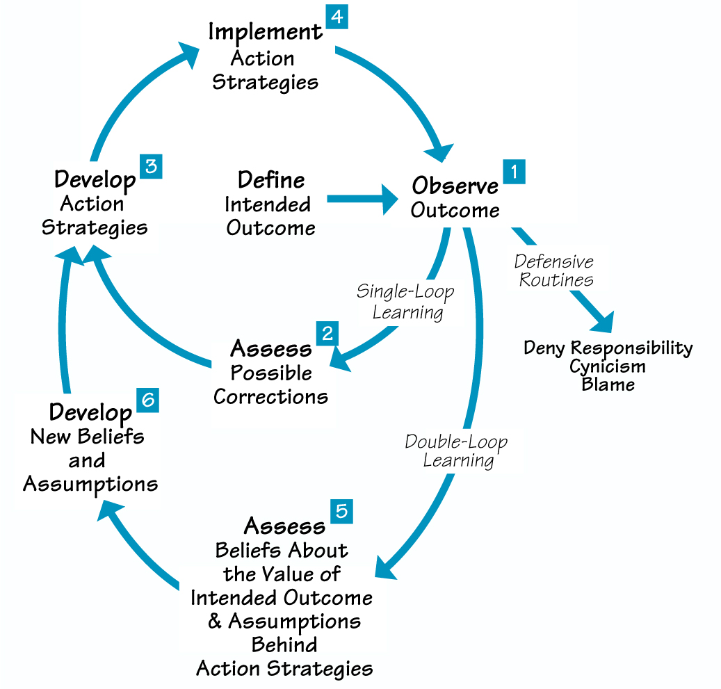 learning cycle — observe, assess, develop, implement; (2) Chris Argyris’s d...